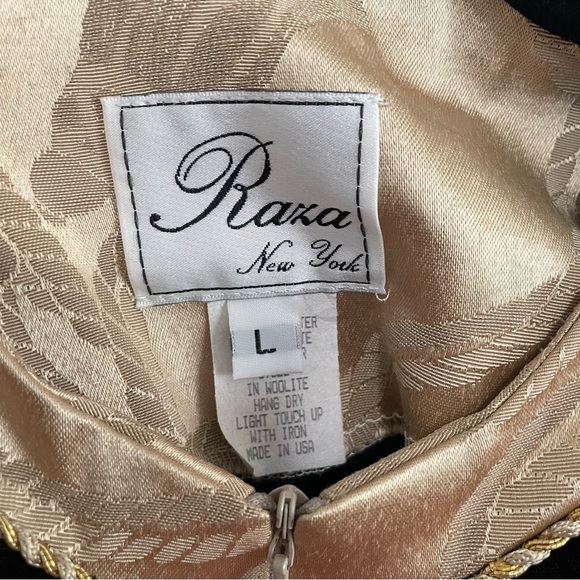 Raza New York Vintage Black Velvet Gold Jacquard Trim Medieval Kaftan Size Large - Picture 2 of 9